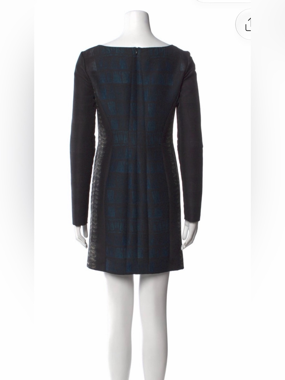 Cédric Charlier Navy Black Plaid Wool Long Sleeve Mini Dress NWOT Size M - Picture 5 of 7